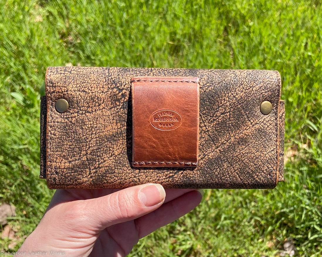 Horizontal Belt-Carry Phone Case in Safari Tan Cape Buffalo