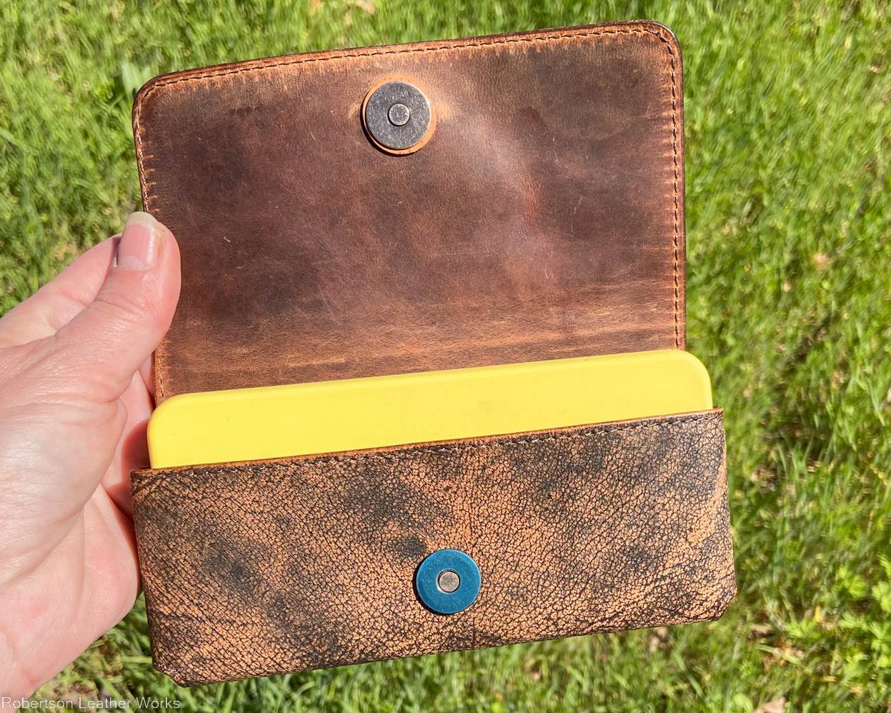 Horizontal Belt-Carry Phone Case in Safari Tan Cape Buffalo