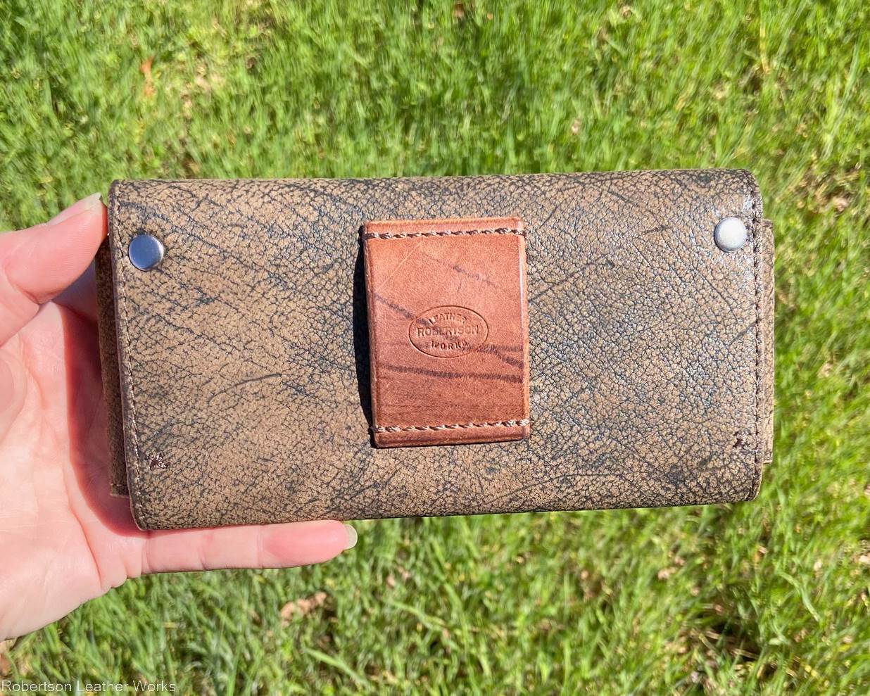 Horizontal Belt-Carry Phone Case in Safari Brown Cape Buffalo