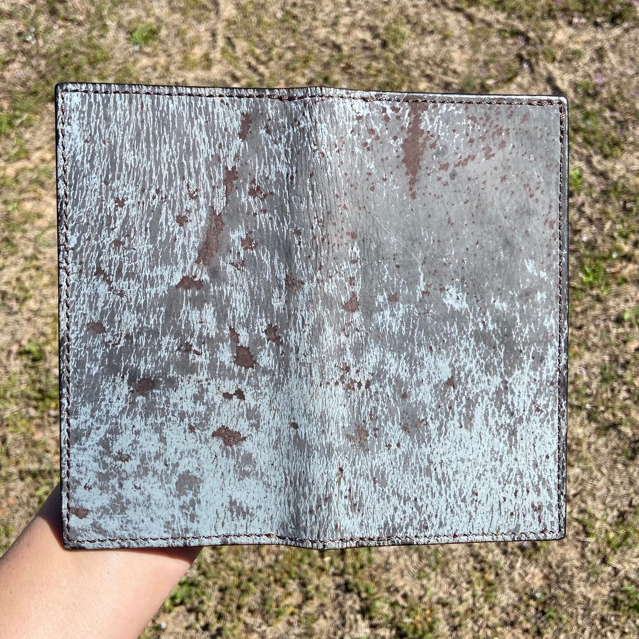 Tall Wallet in Denim Splatter Leather