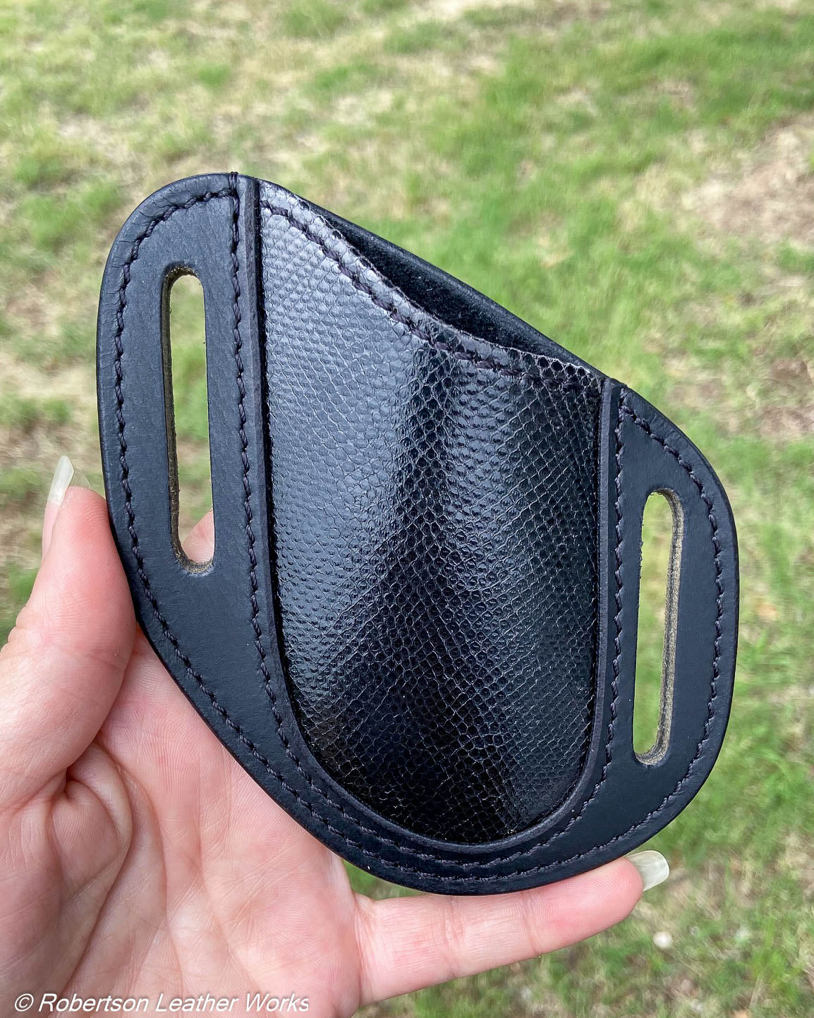 Folder Holster - Wide - in Black Karung Snake & Water Buffalo