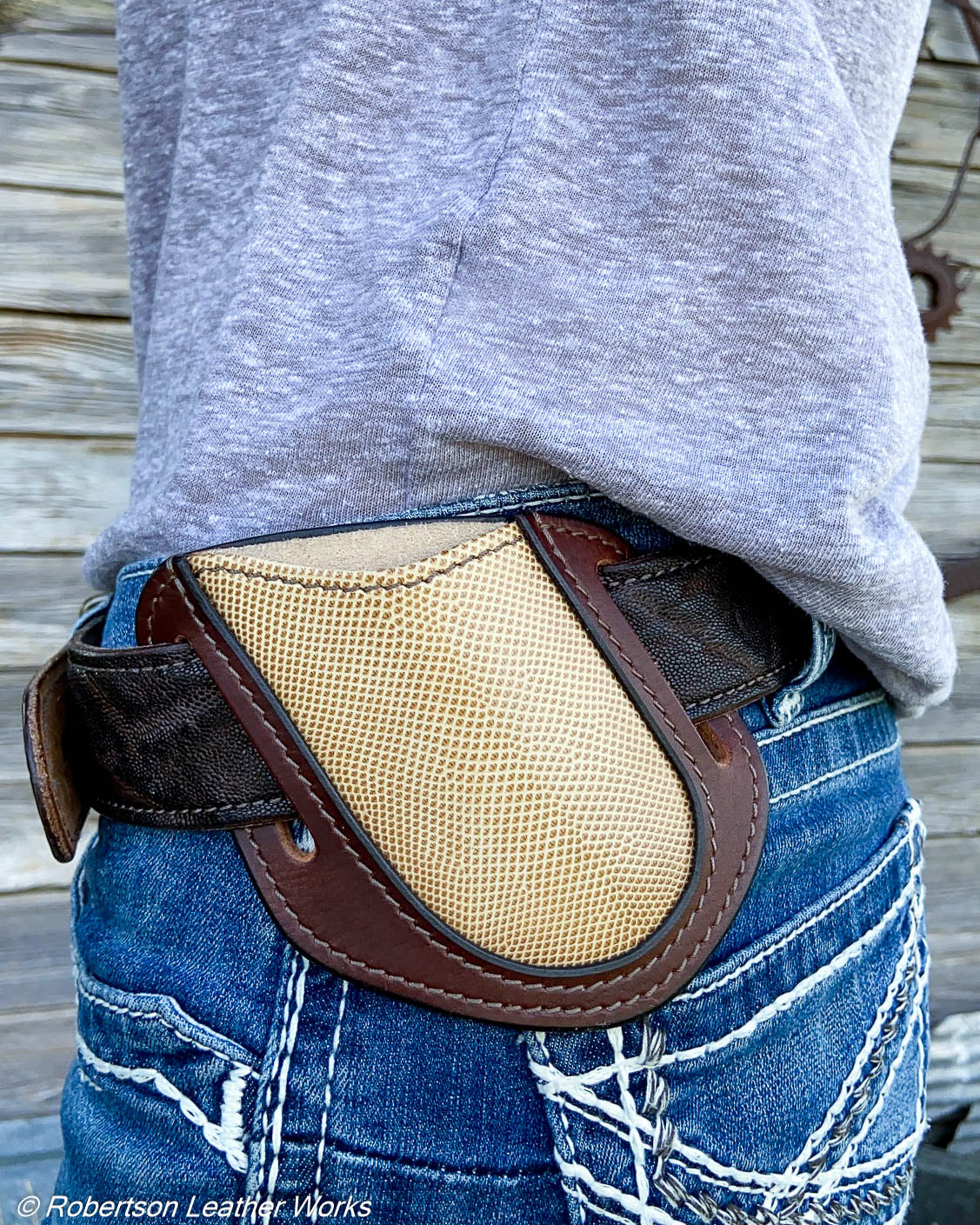 Folder Holster - Wide - in Tan Karung Snake & Water Buffalo