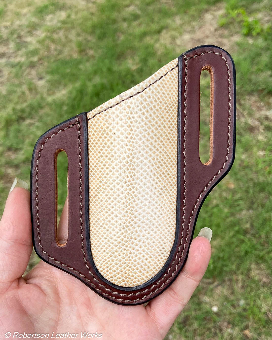 Folder Holster- Tall - in Cream Karung Snake & Water Buffalo