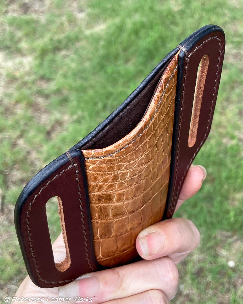 Folder Holster- Tall - in Peanut Alligator & Water Buffalo