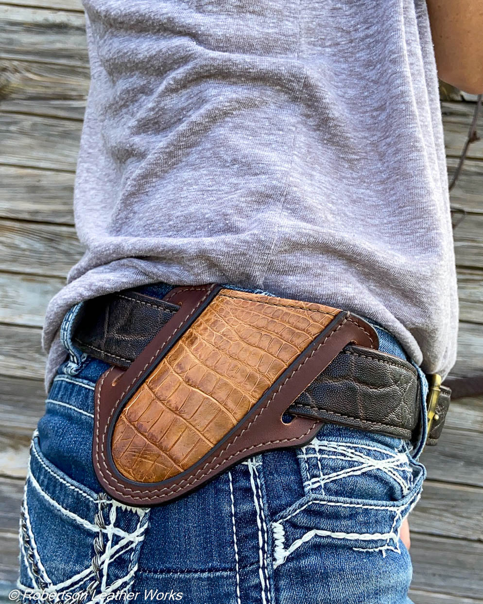 Folder Holster- Tall - in Peanut Alligator & Water Buffalo