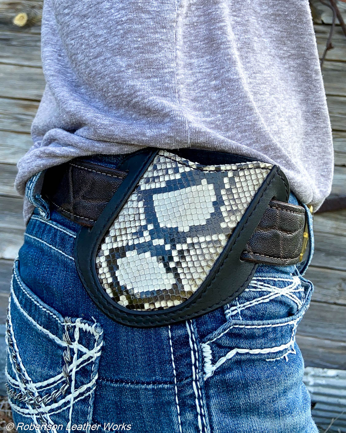 Folder Holster - Wide - in Black & White Python & Water Buffalo