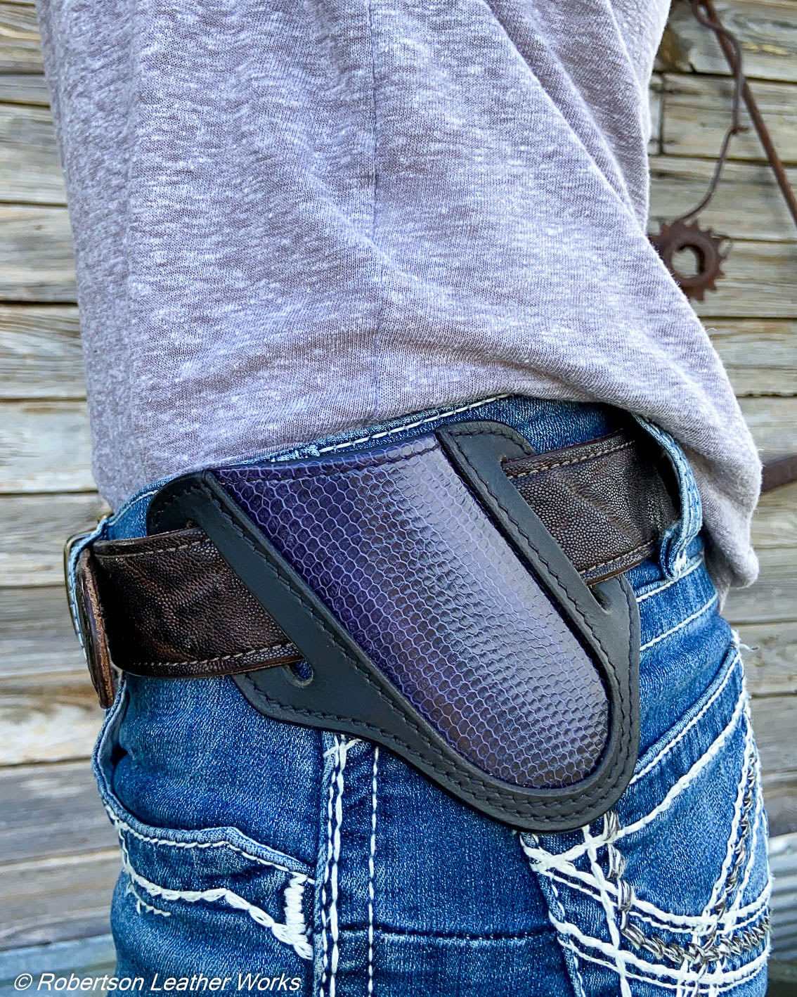 Folder Holster- Tall - in Purple Watersnake & Water Buffalo