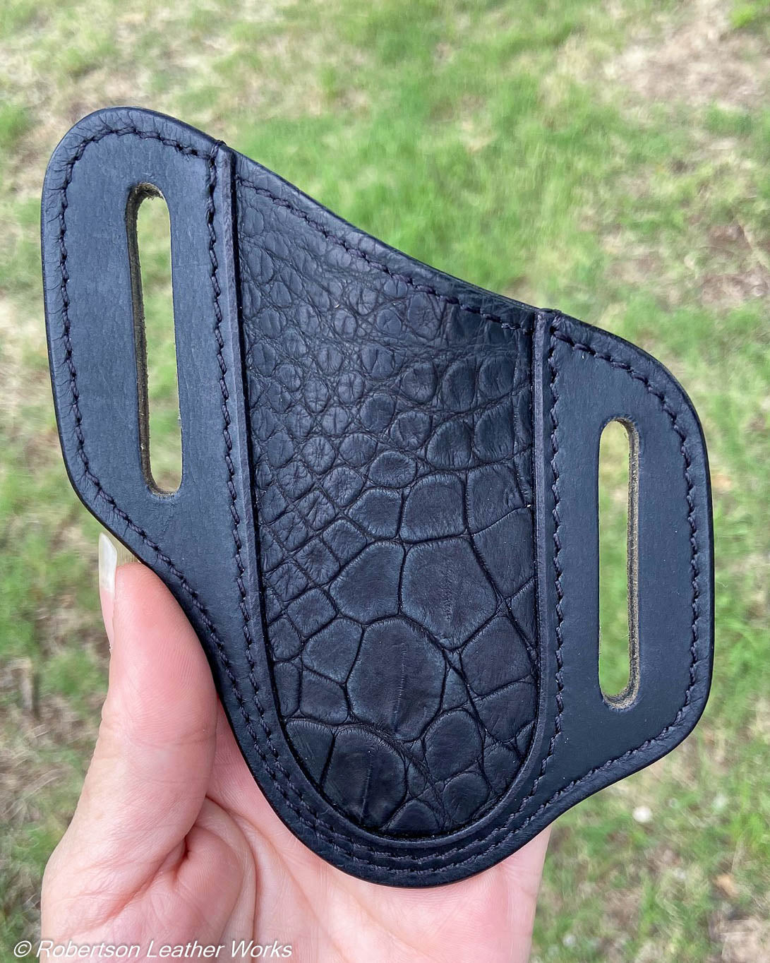 Folder Holster- Tall - in Black Alligator & Water Buffalo