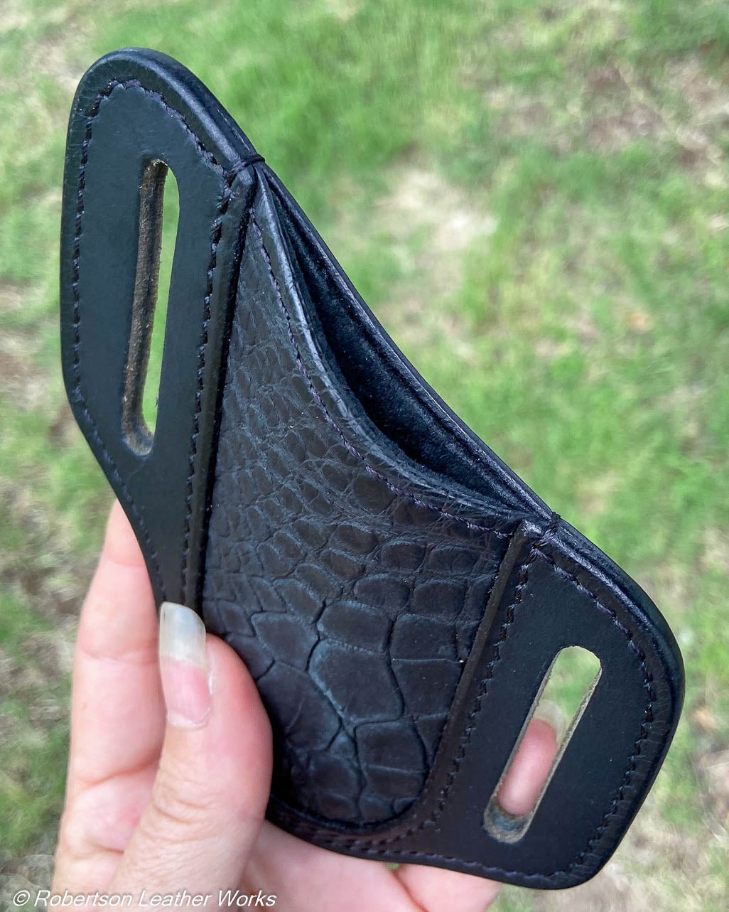 Folder Holster- Tall - in Black Alligator & Water Buffalo