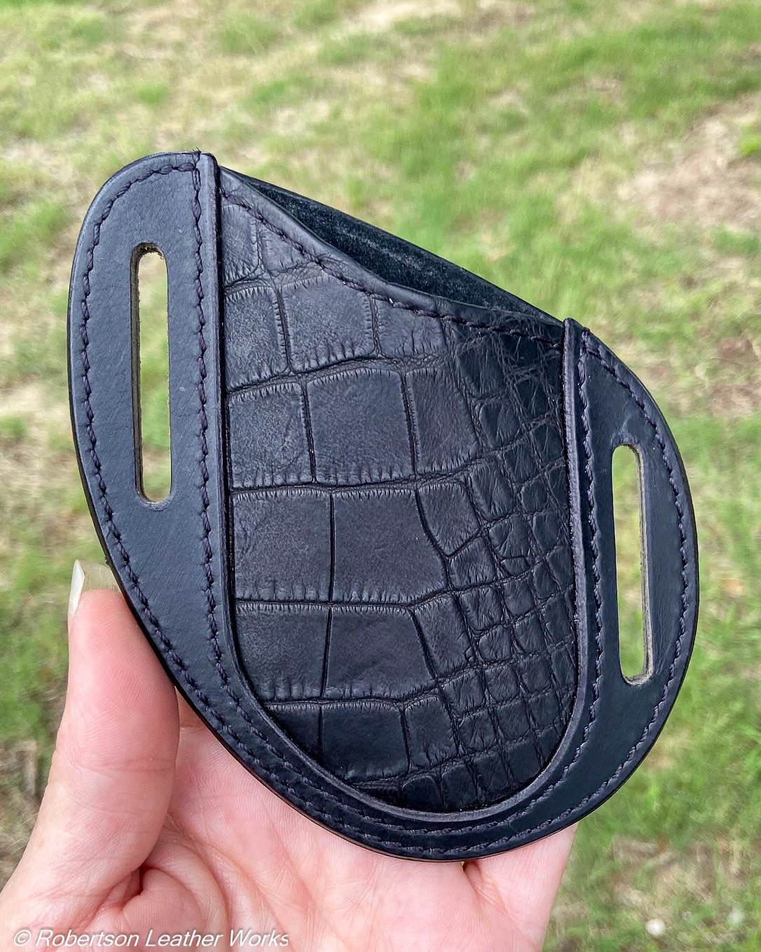 Folder Holster - Wide - in Black Alligator Belly & Water Buffalo