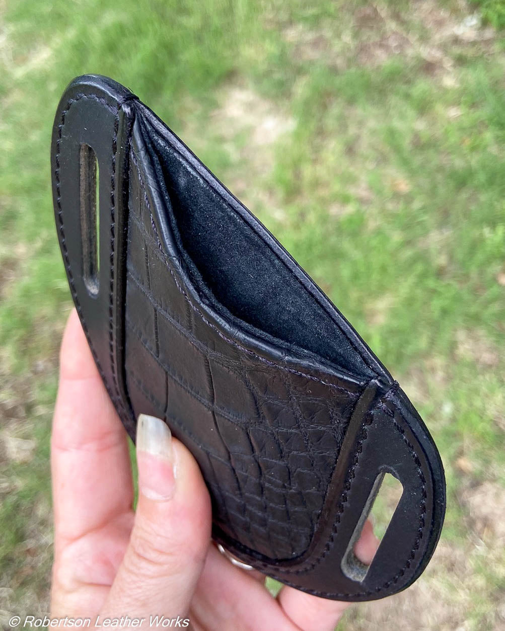 Folder Holster - Wide - in Black Alligator Belly & Water Buffalo