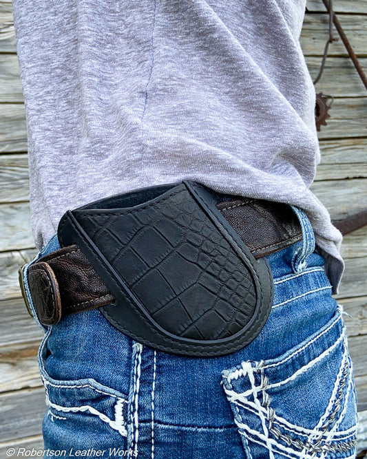 Folder Holster - Wide - in Black Alligator Belly & Water Buffalo