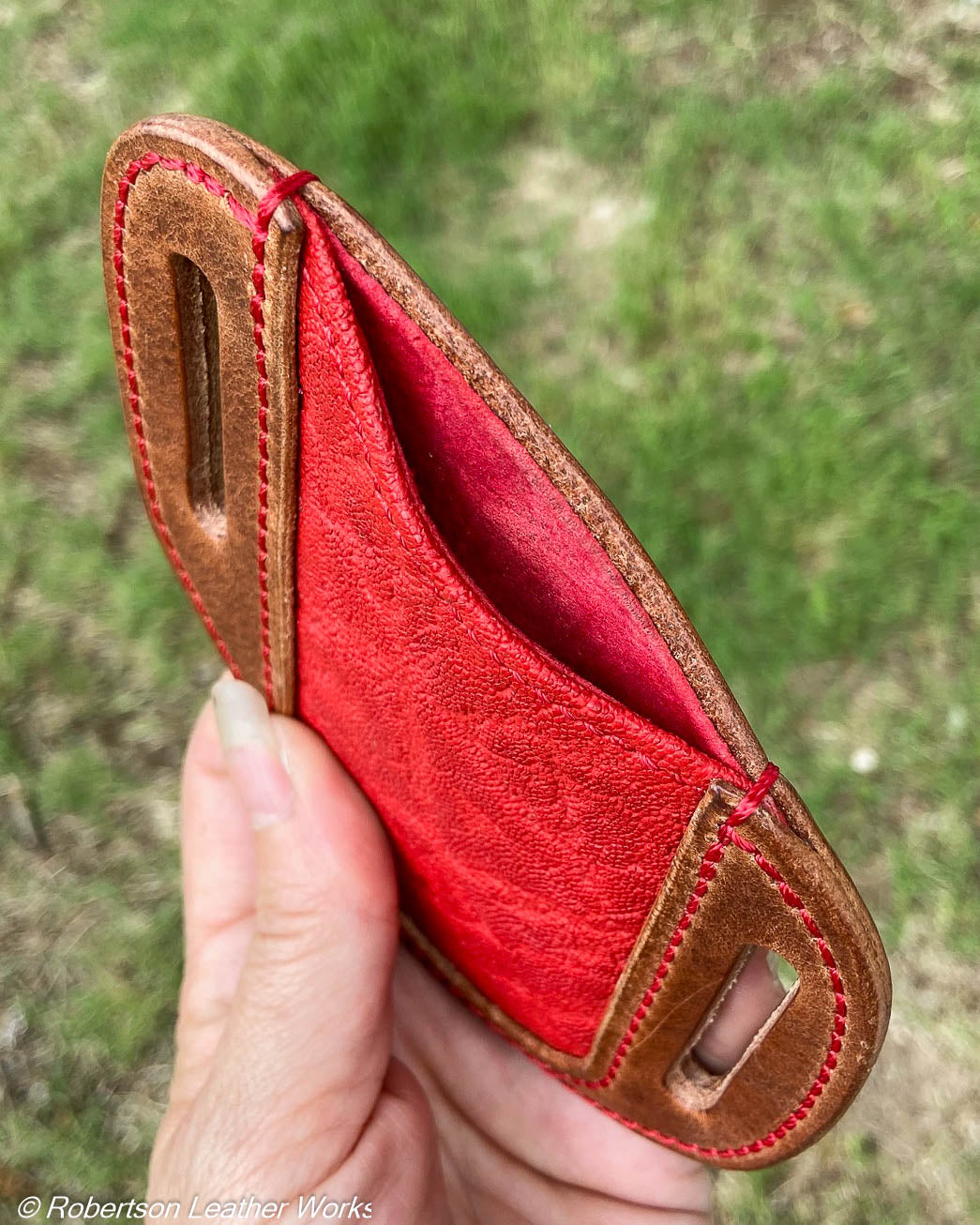 Folder Holster - Wide - in Red Elephant and Natural Harness