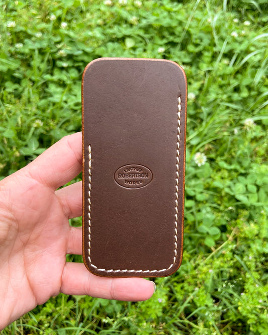 Medium Kentucky Oxford Excel Leather Knife Slip, Cream Stitching