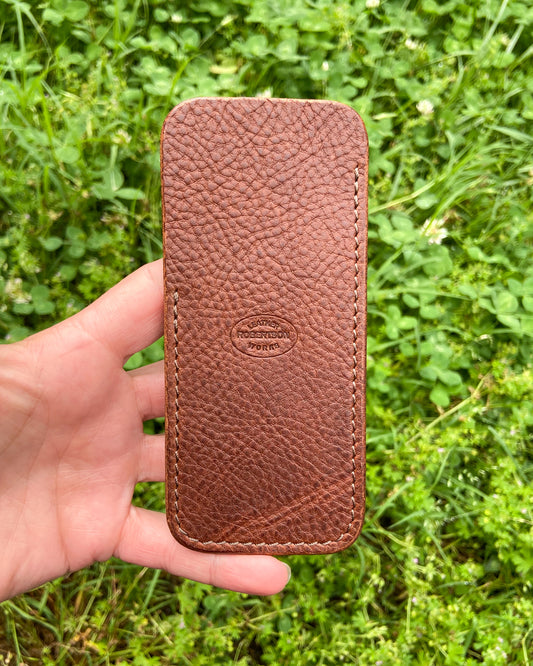 Large Brown Minerva Box Leather Knife Slip, Brown Stitching