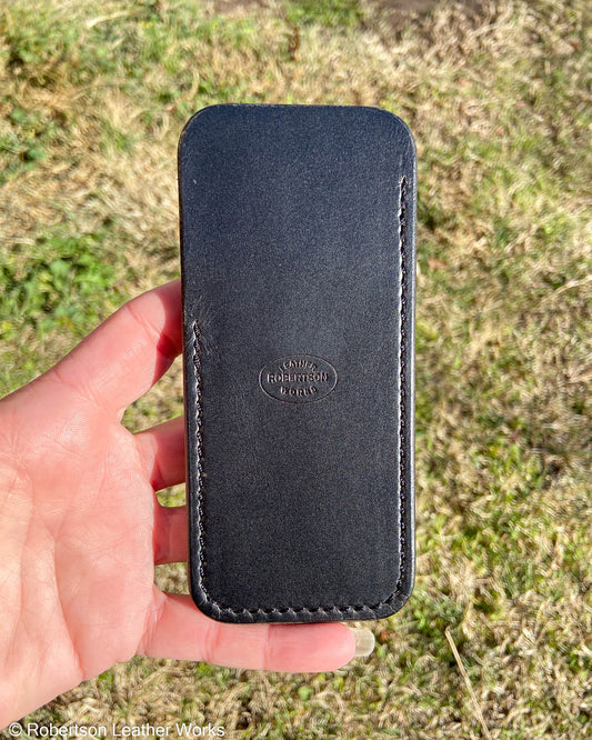 Large Charcoal Oxford Leather Knife Slip, Black Stitching