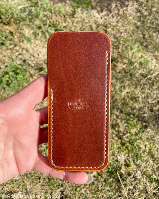 Large Bourbon Oxford Leather Knife Slip, Taupe Stitching