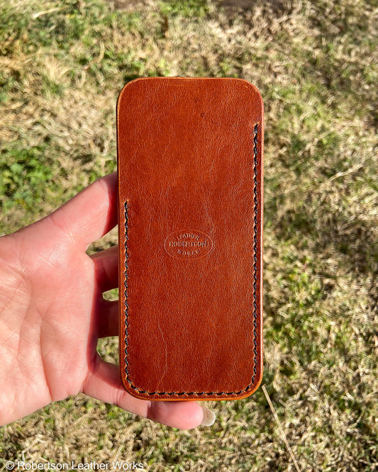 Large Sienna Oxford Leather Knife Slip, Black Stitching