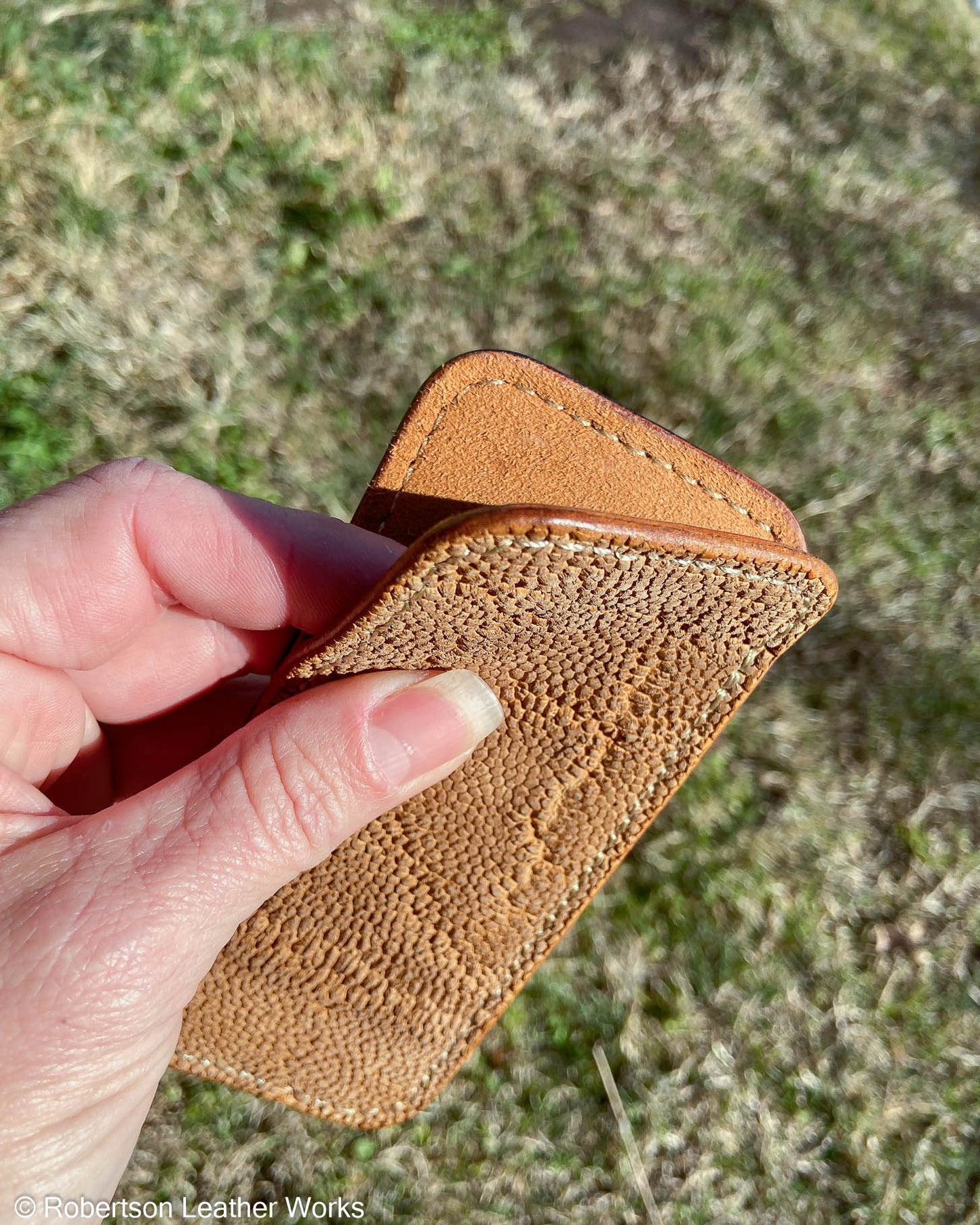 Large Tan Elephant Leather Knife Slip, Taupe Stitching
