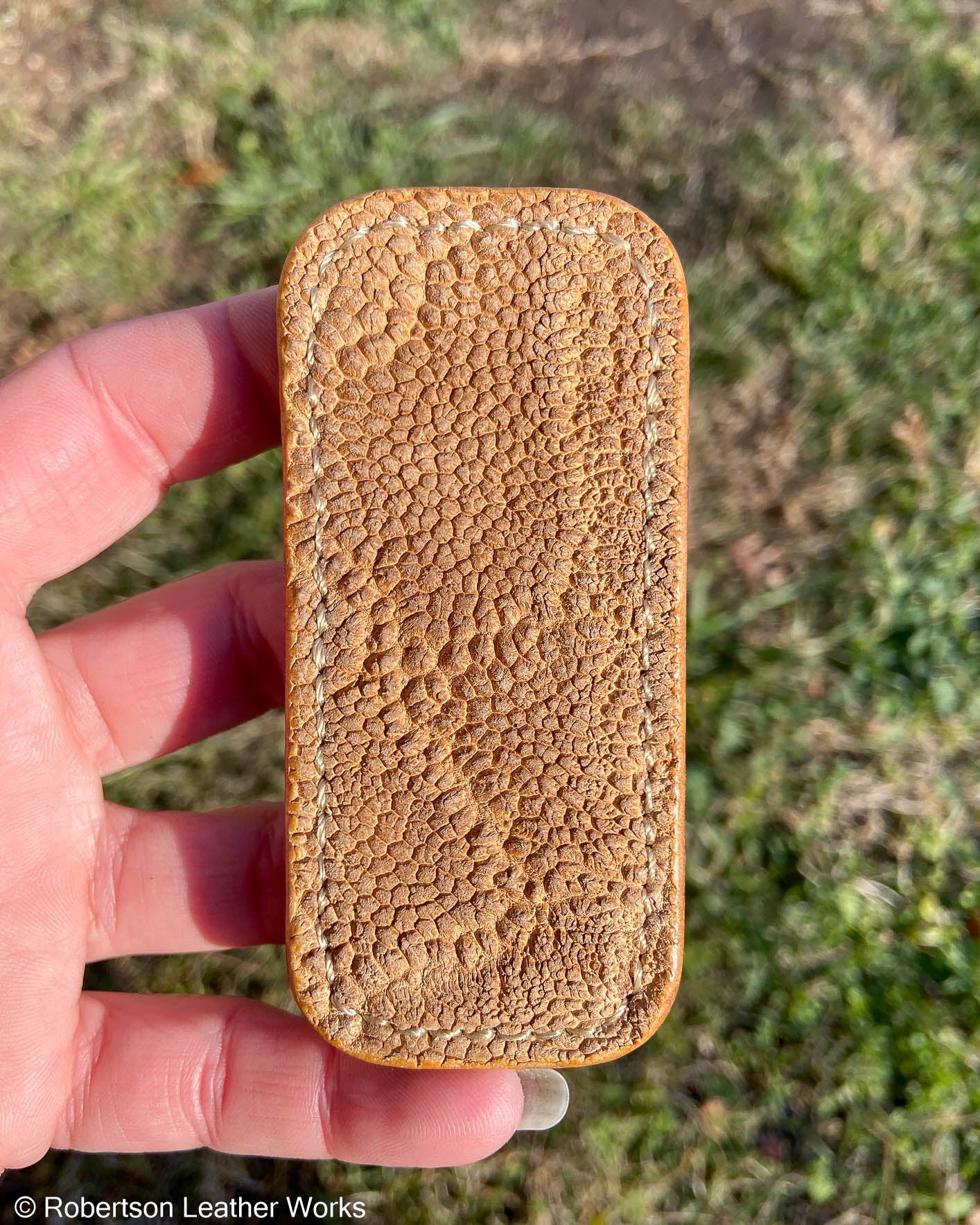 Micro Tan Elephant Leather Knife Slip, Taupe Stitching