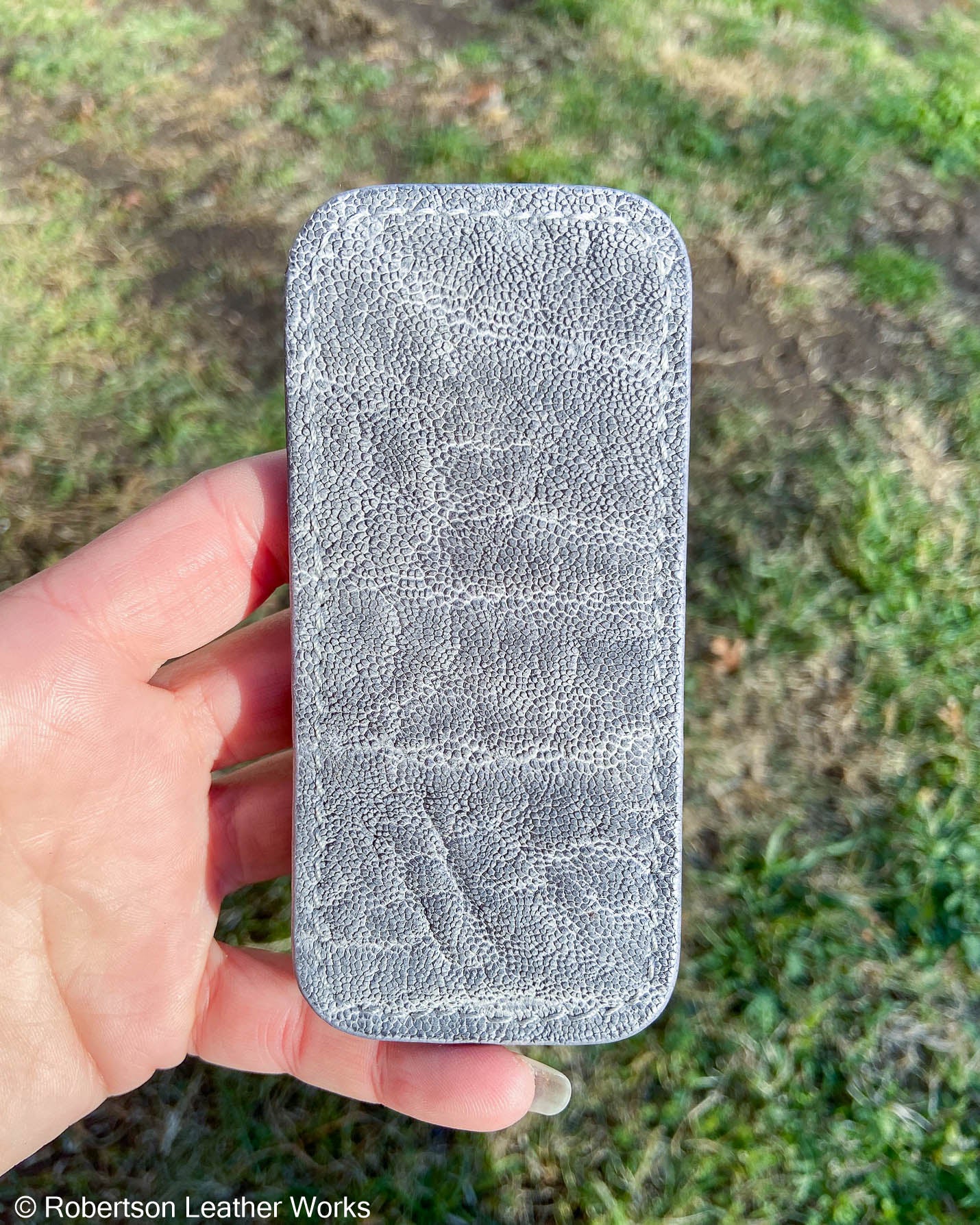 Medium Gray Elephant Ear Leather Knife Slip, Gray Stitching