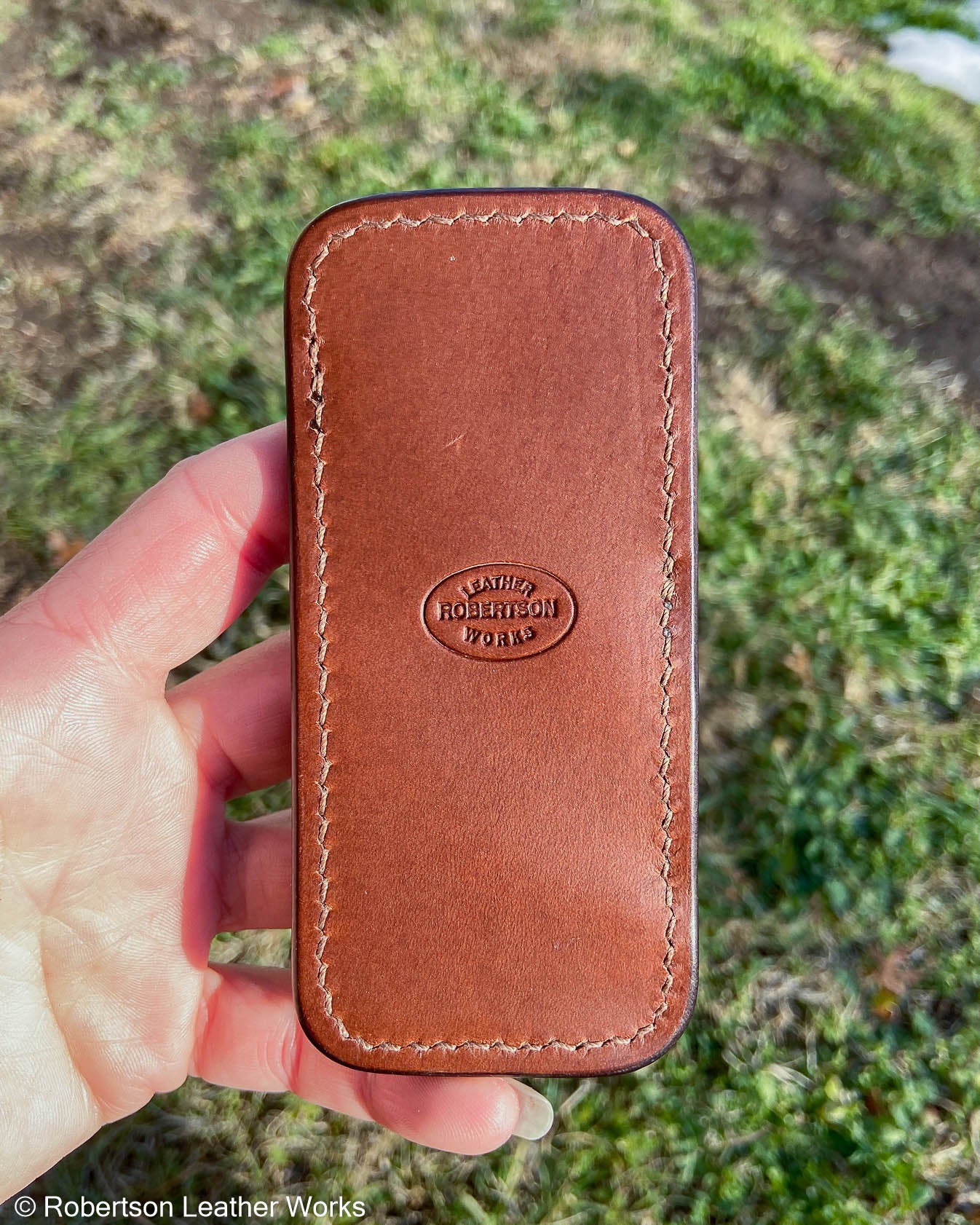 Medium Light Brown Alligator Leather Knife Slip, Light Brown Stitching