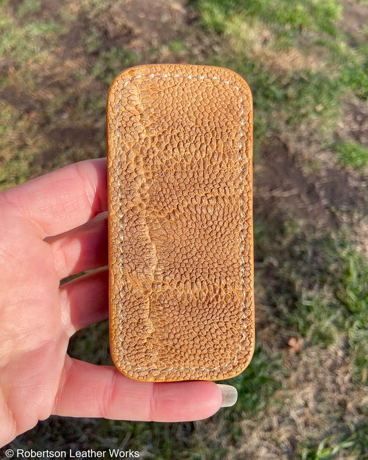 Small Tan Elephant Leather Knife Slip, Taupe Stitching