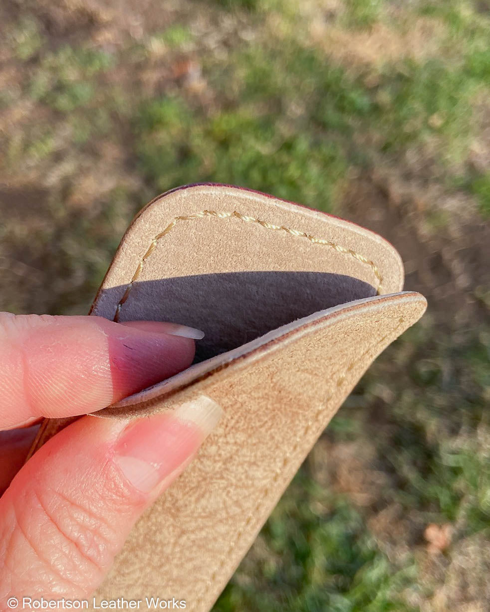 Small Light Olive-Tan Hippo Leather Knife Slip, Taupe Stitching