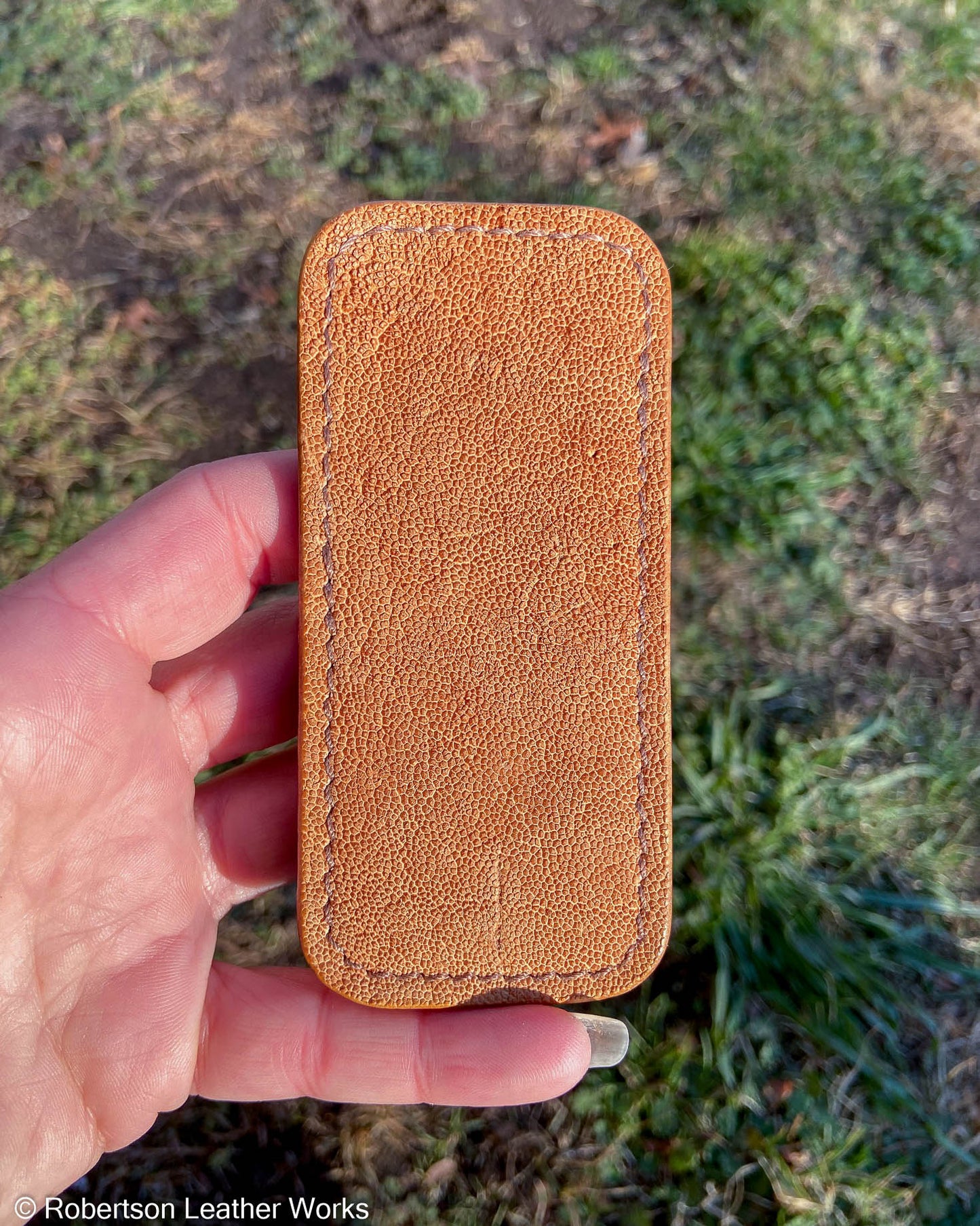 Schmedium Tan Elephant Ear Leather Knife Slip, Light Brown Stitching