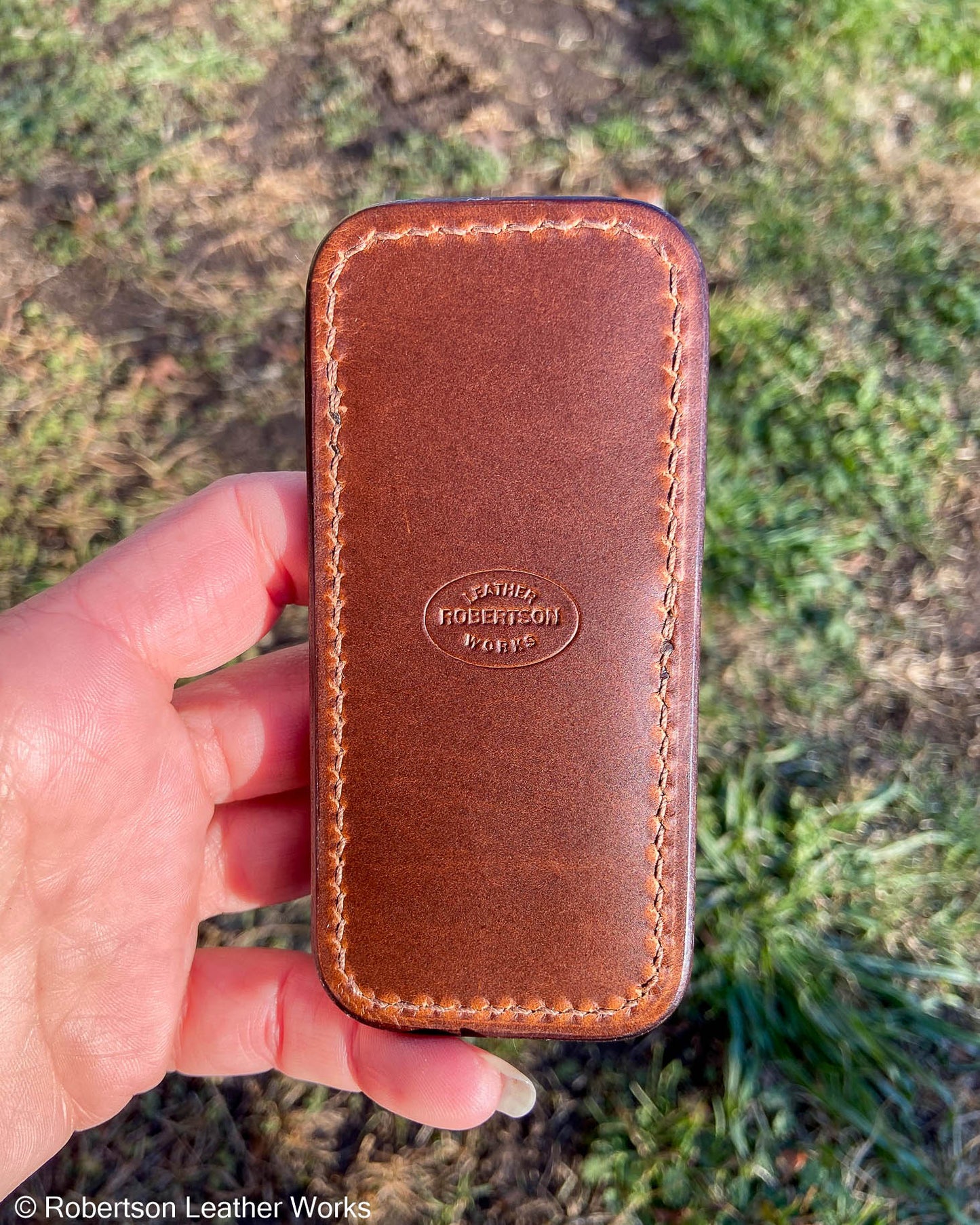 Schmedium Tan Elephant Ear Leather Knife Slip, Light Brown Stitching