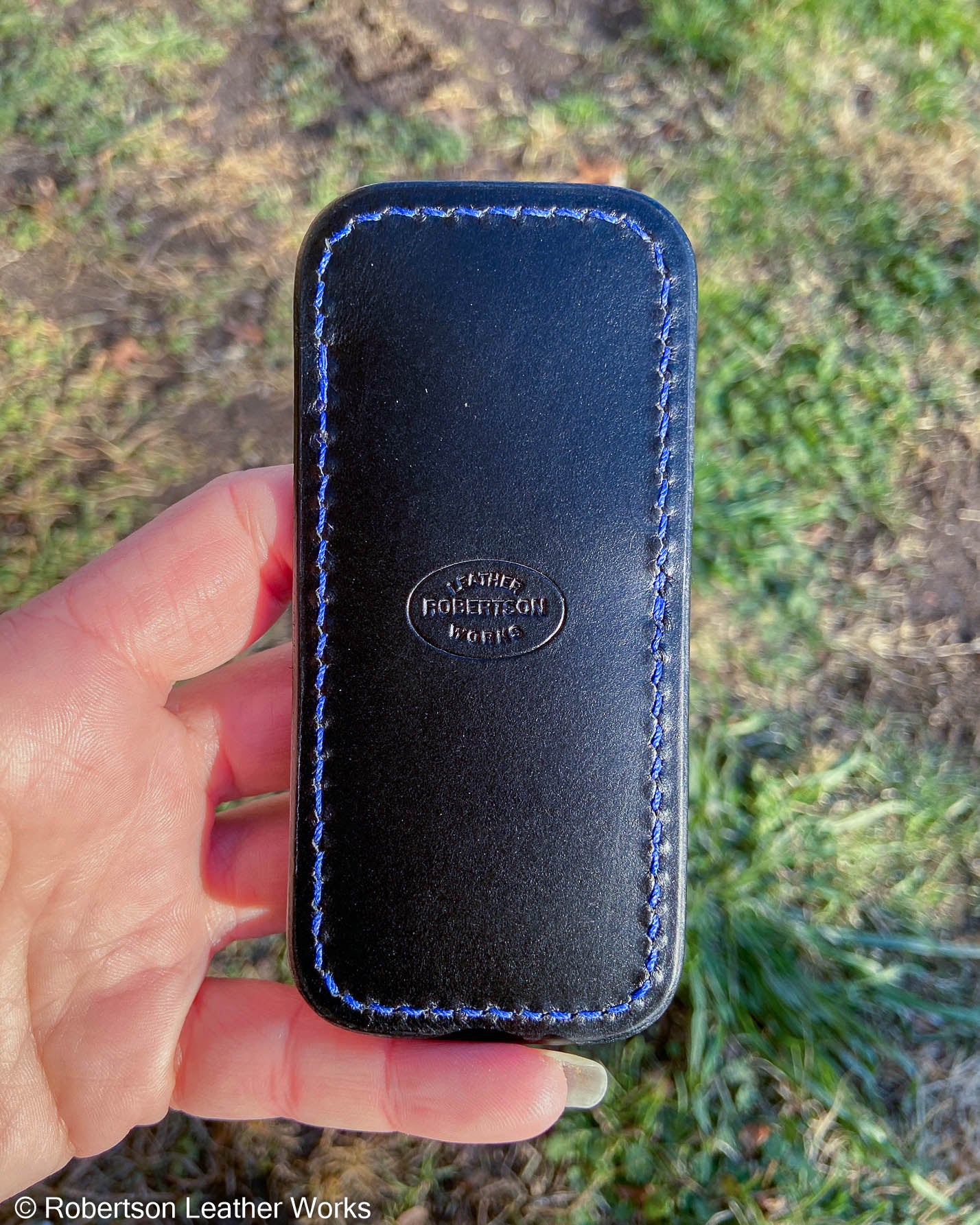 Schmedium Cobalt Blue Alligator Leather Knife Slip, Cobalt Stitching