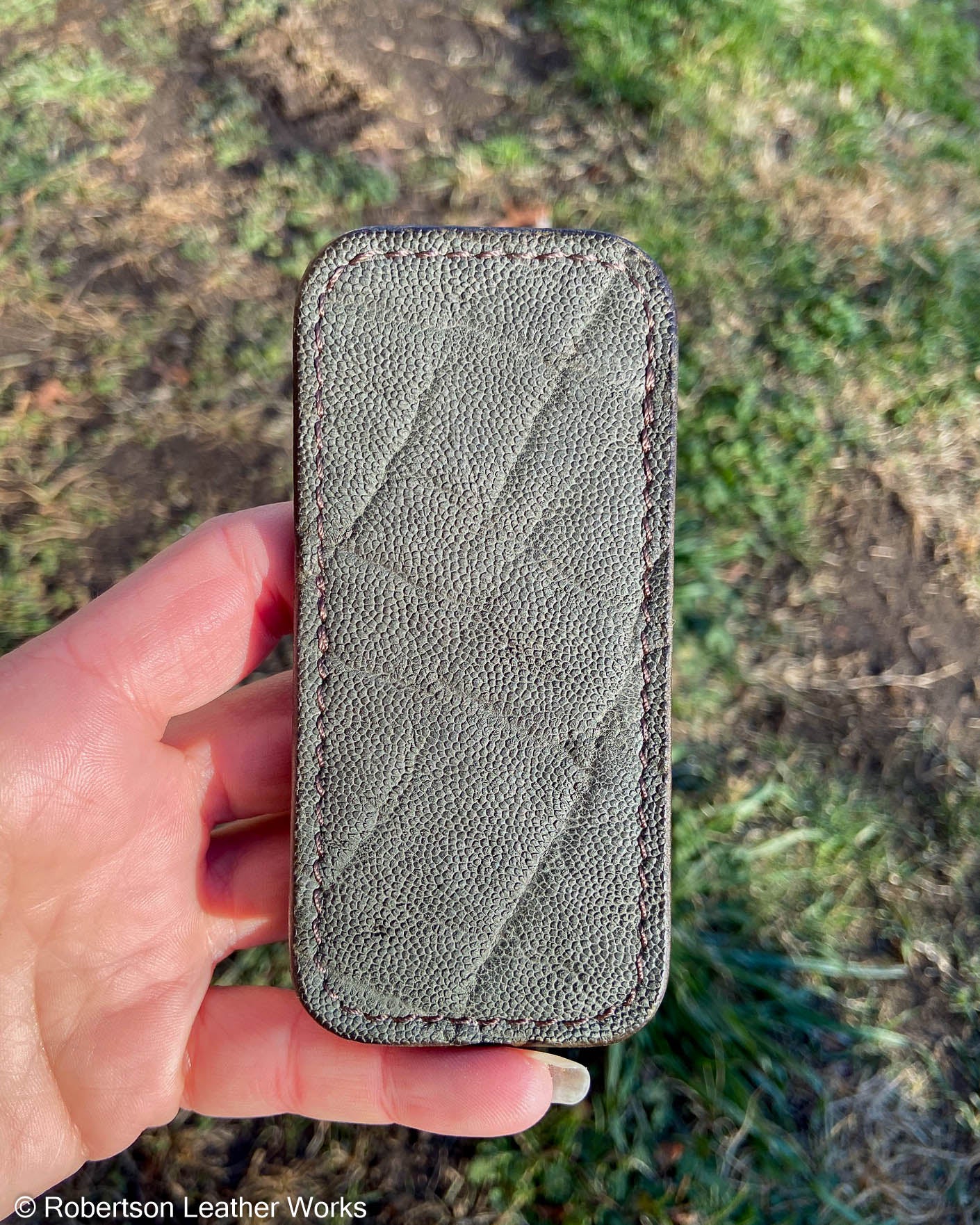 Schmedium Vintage Forest Elephant Leather Knife Slip, Brown Stitching