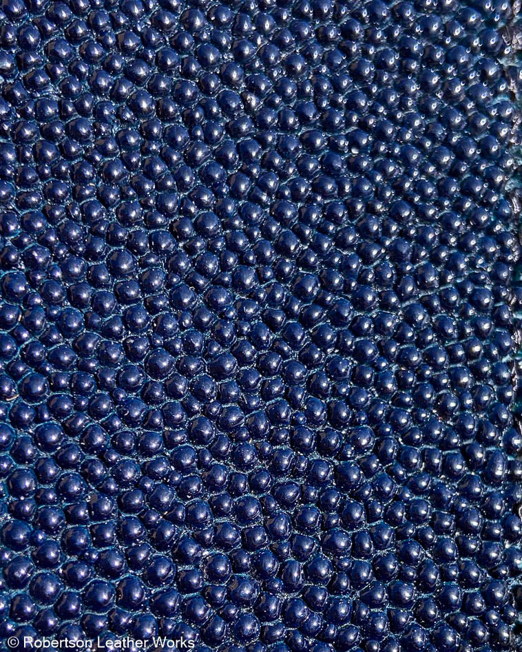 Schmedium Navy Stingray Leather Knife Slip, Black Stitching