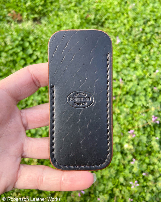 Small Black HBS Leather Knife Slip, Black Stitching 1