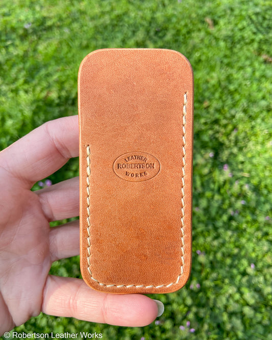 Small Natural HBS Leather Knife Slip, Cream Stitching
