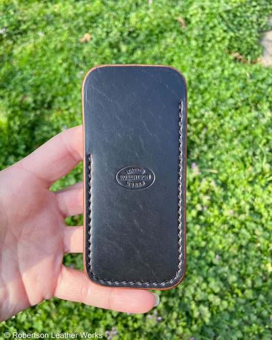 Medium Black HBS Leather Knife Slip, Black Stitching 2