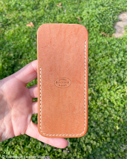 Large Natural HBS Leather Knife Slip, Cream Stitching