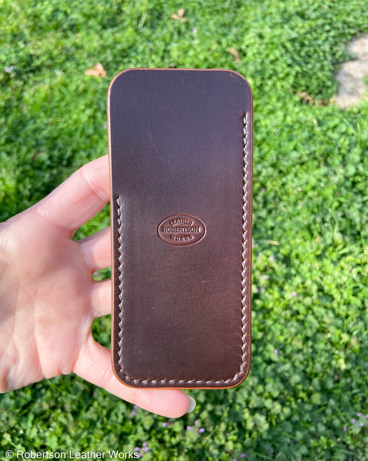 Large Chocolate HBS Leather Knife Slip, Brown Stitching