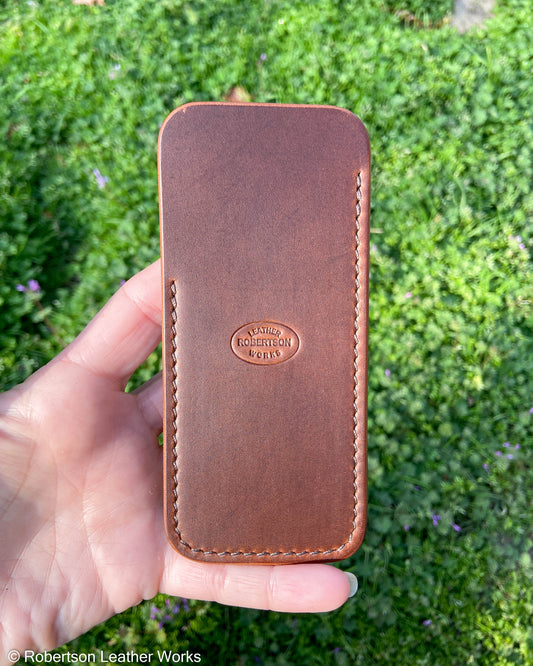 Large Brown HBS Leather Knife Slip, Brown Stitching