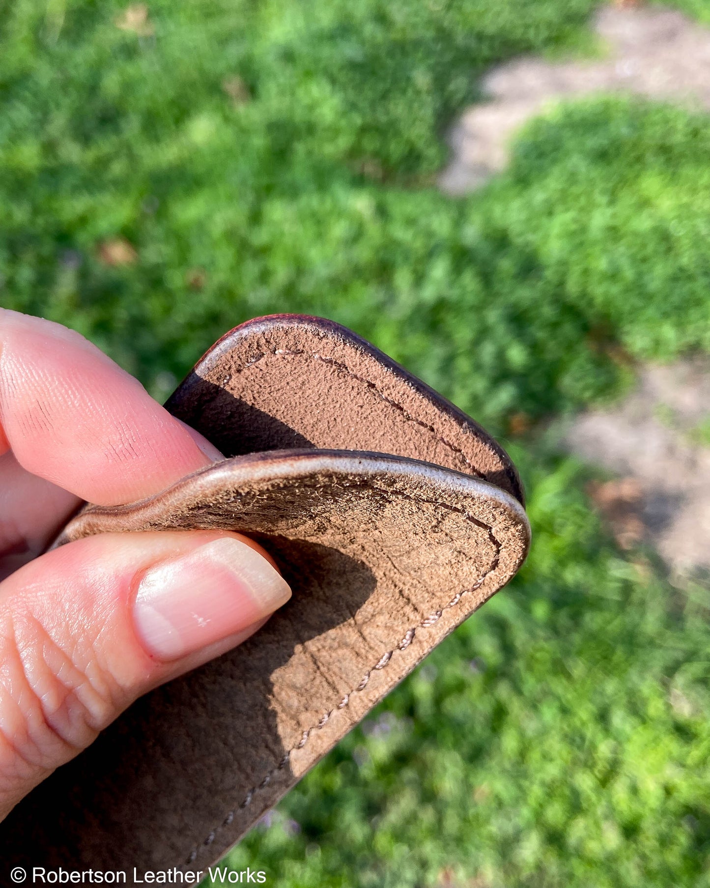 Micro Olive-Tan Hippo Leather Knife Slip, Brown Stitching