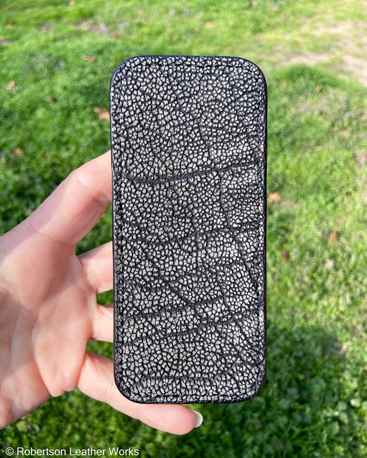 Large Gray Safari Elephant Leather Knife Slip, Black Stitching