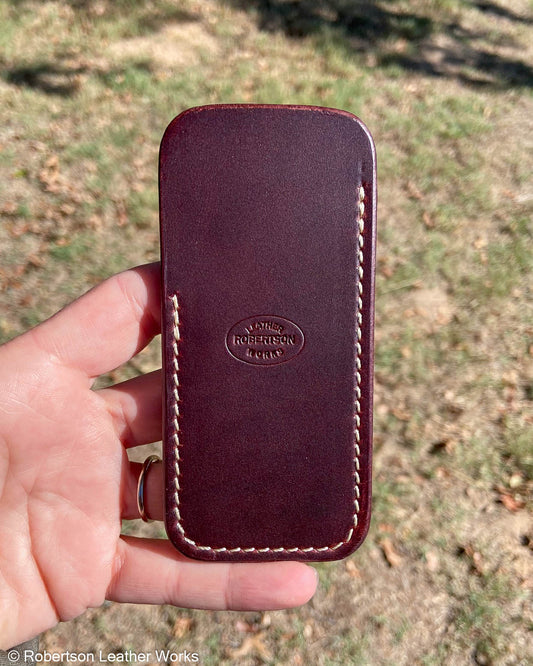 Medium Maroon Oxford Leather Knife Slip, Cream Stitching