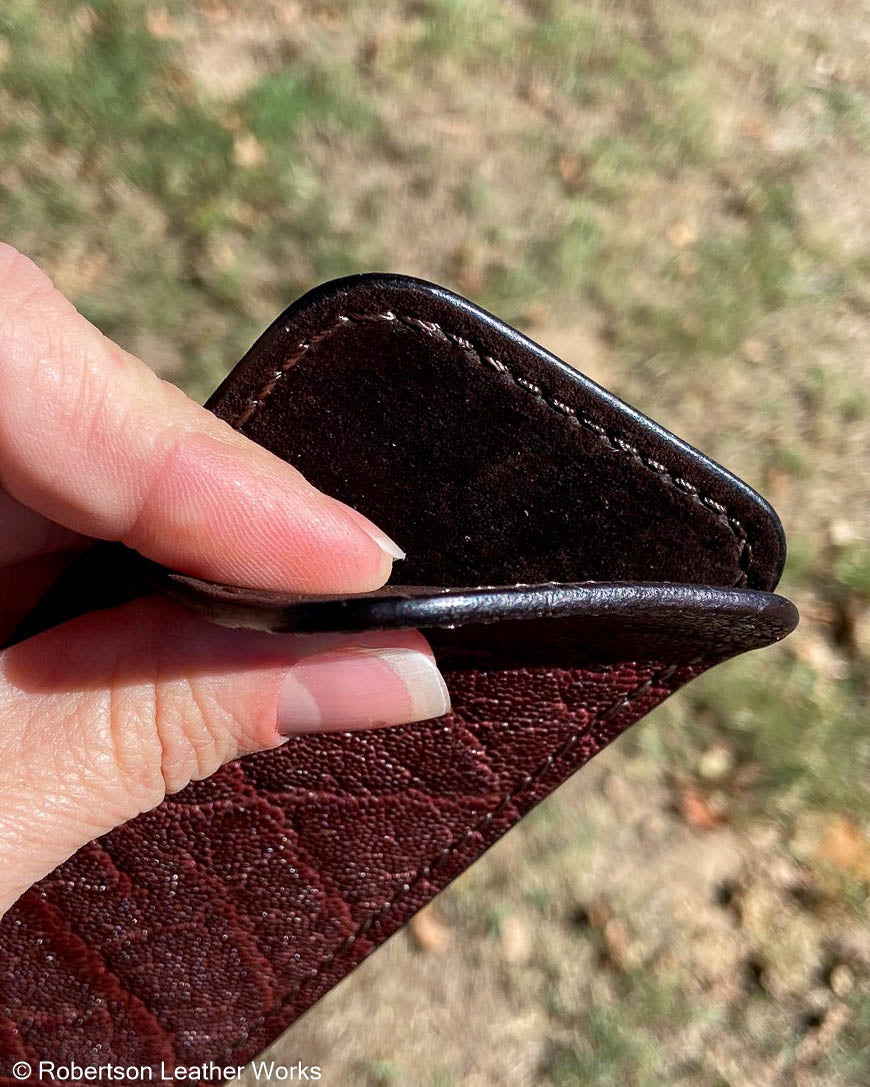 Large Cigar Elephant Leather Knife Slip, Brown Stitching