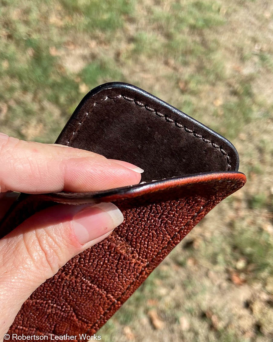 Large Havana Elephant Leather Knife Slip, Brown Stitching