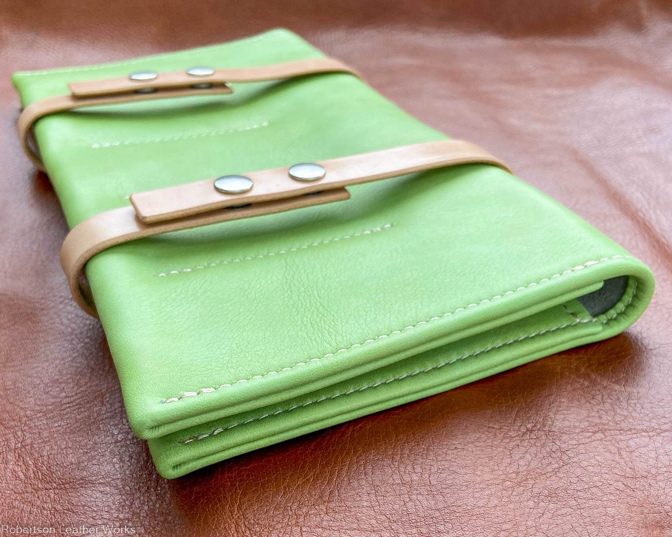 10-Knife Case in Lime Green Leather