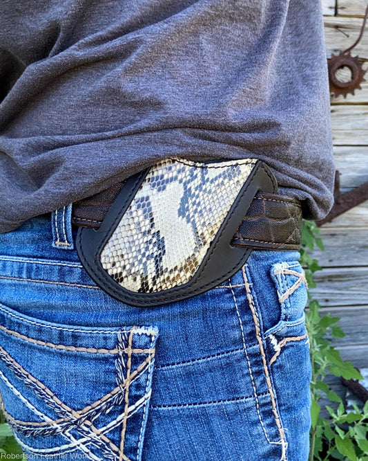 Slip Holster in Black & Gray Python and Black Water Buffalo