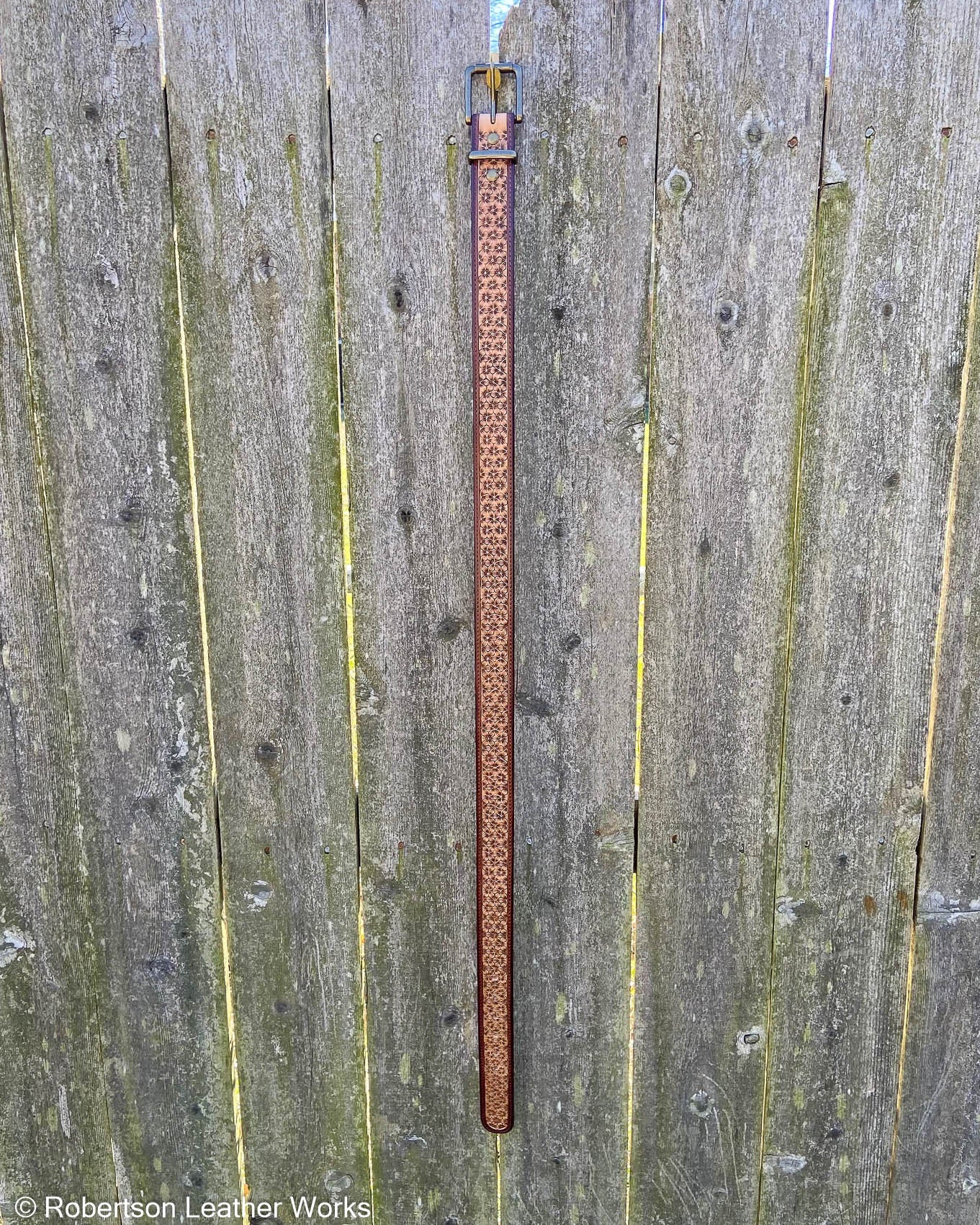 2-Tone Floral Stamped Leather Belt