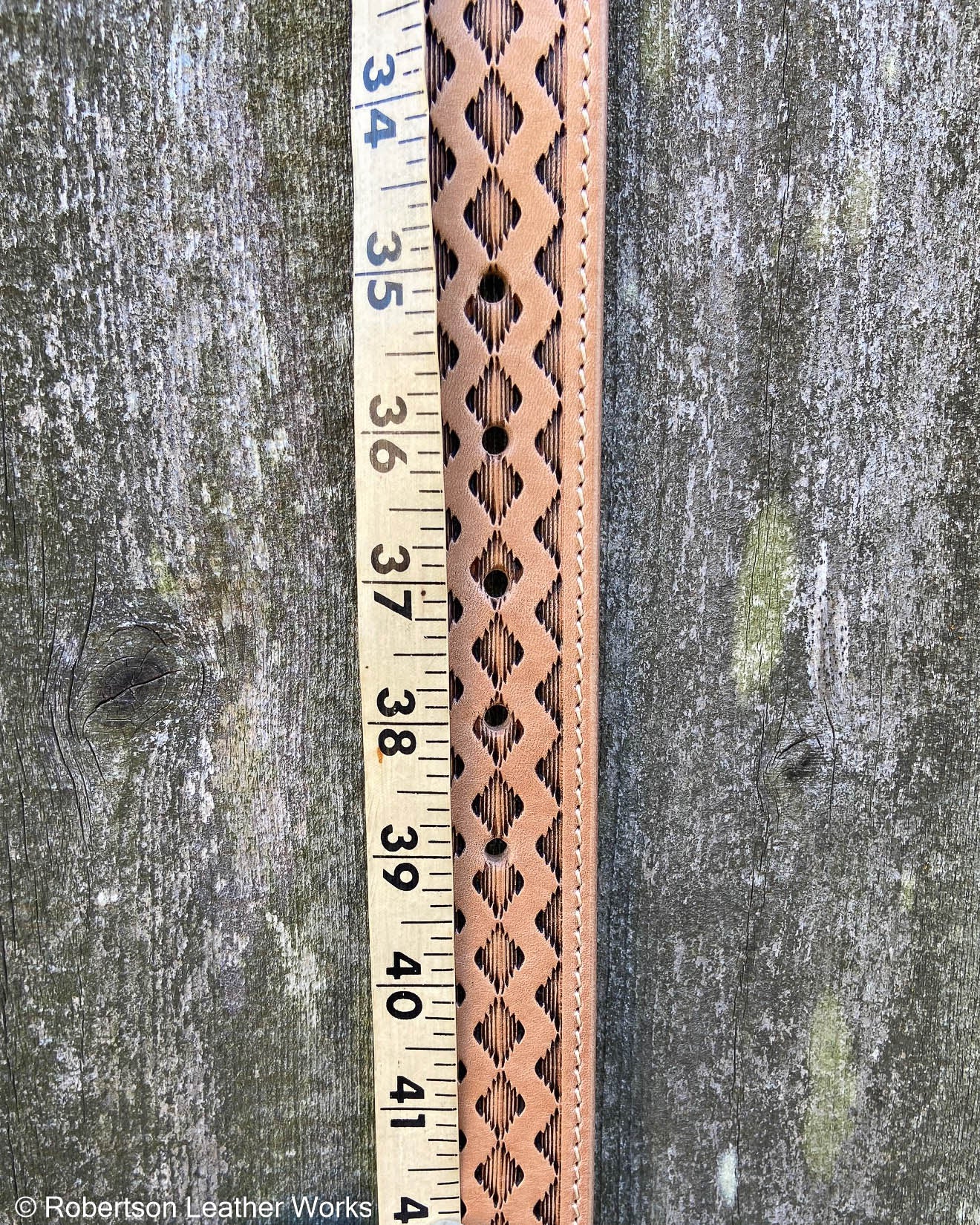 Natural Aztec Stamped Leather Belt