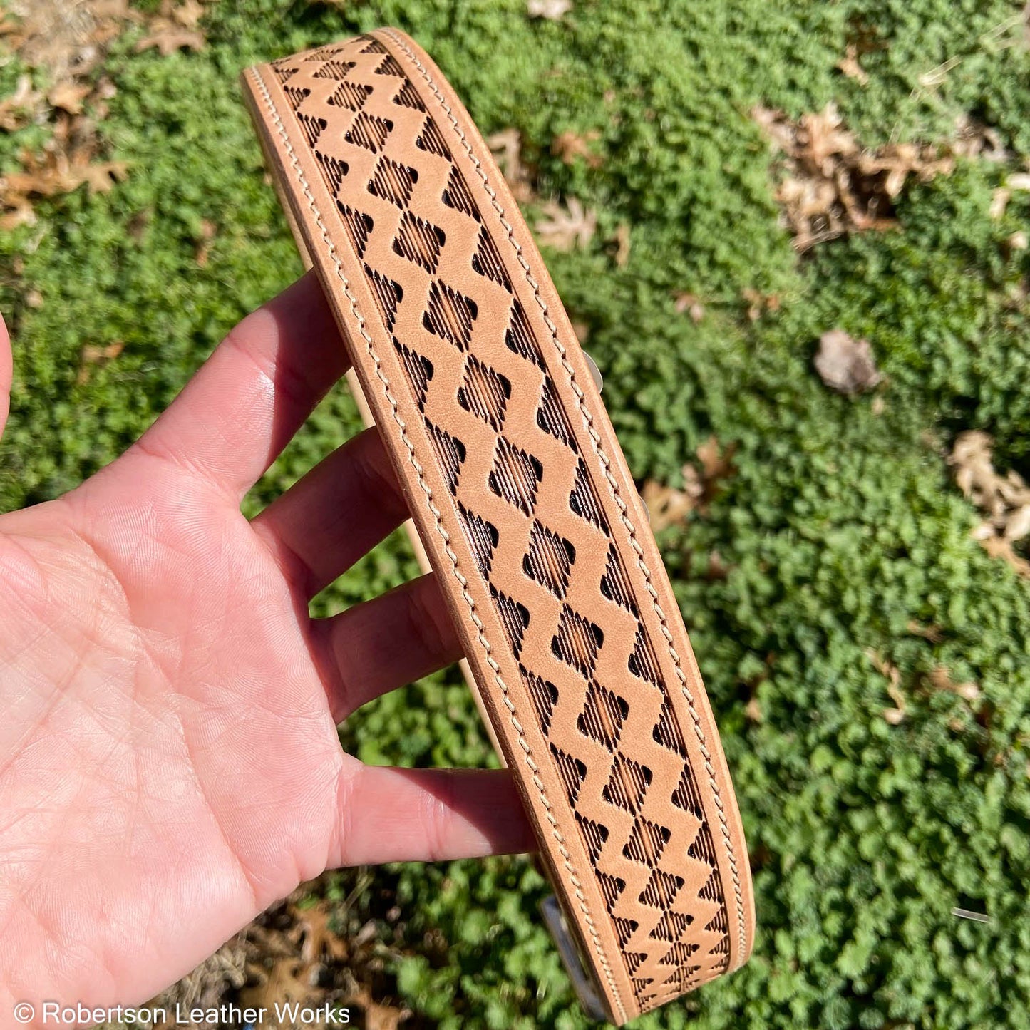 Natural Aztec Stamped Leather Belt