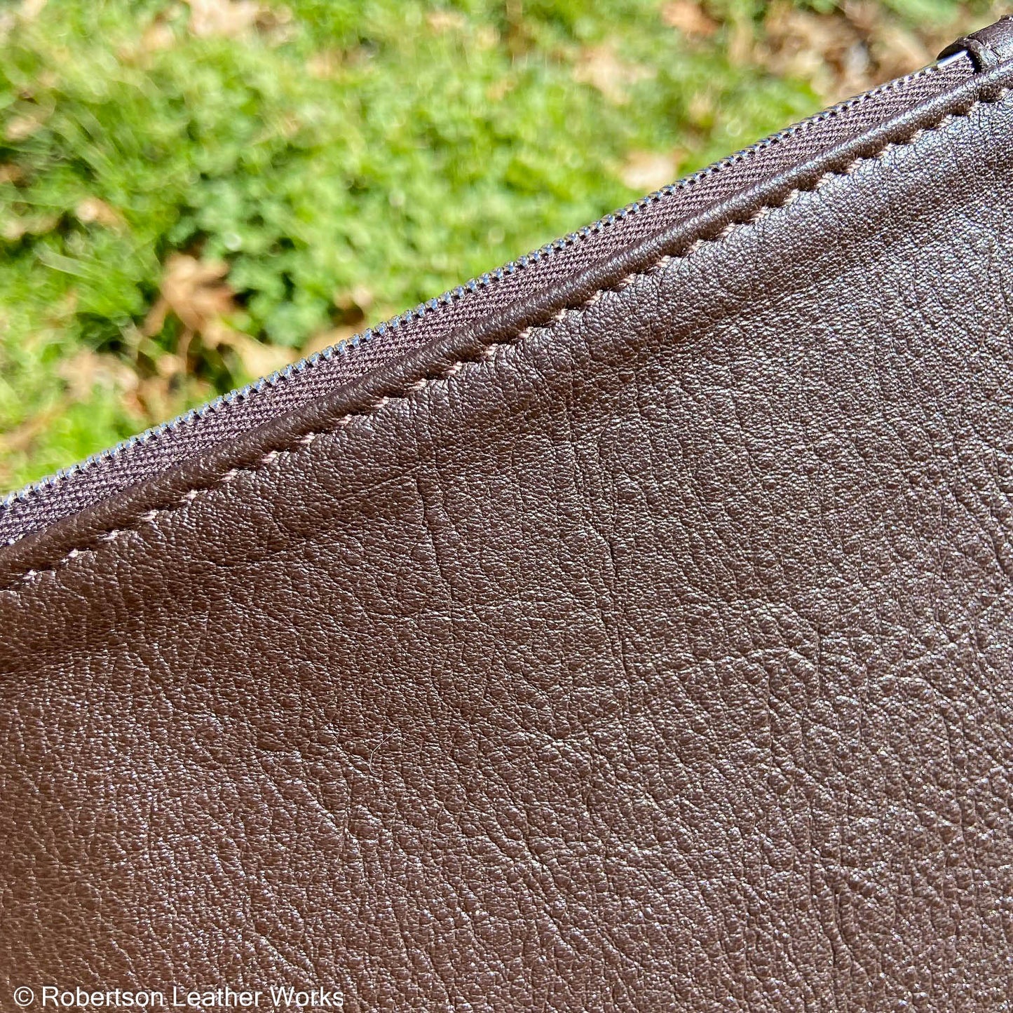 Zipper Pouch/ Cash Bag in Dark Brown Leather